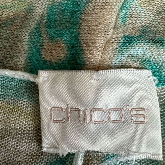 Chico’s paisley floral ramie blend open front cardigan fit like size L - Picture 4 of 8